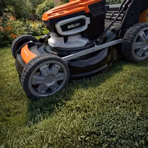 Yard Force 46cm Cordless Self-Propelled Lawn Mower with 58V LFP Battery, Brushless Motor, 60L Collection Bag and Mulching Kit, Orange – 4