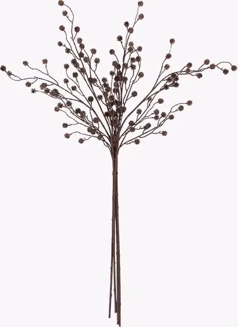 Perch & Parrow Faux Rustic Berry Stem in Brown, Set of 5
