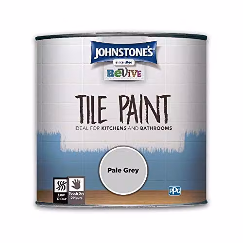Johnstone's Revive Upcycling Tile Paint in Gloss Pale Grey, 750ml – 1