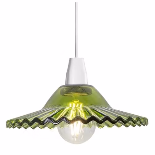 Happy Homewares Modern Green Glass Cylinder Pendant Light Shade with Reducer Ring, W/D/H: 22 x 22 x 6 cm