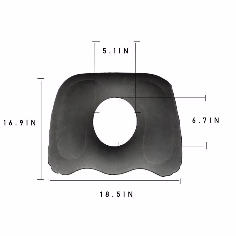 SPETLEK Grey Inflatable Donut Rubber Ring Cushion with Soft Breathable Velours Seat – 2