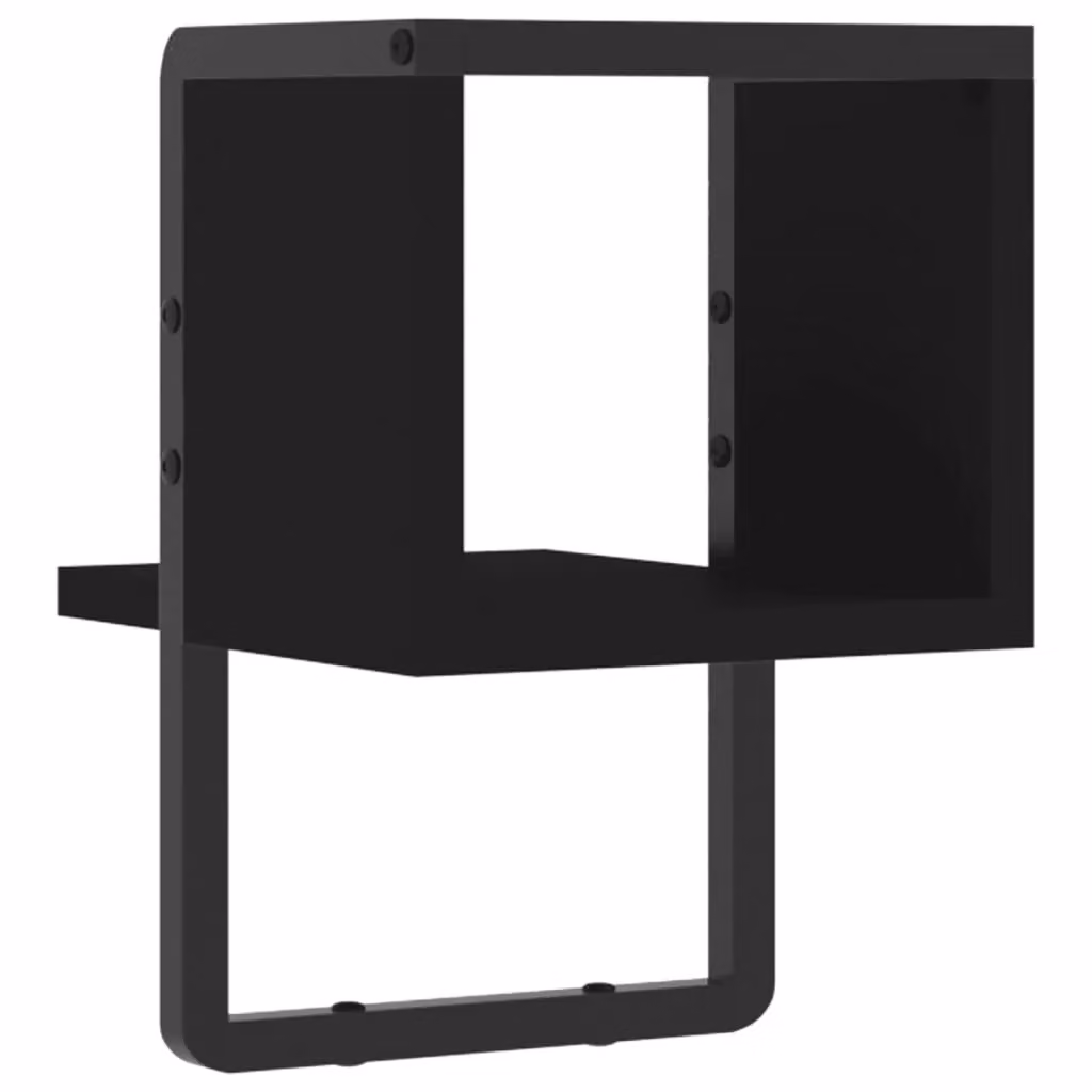 Berkfield Home Wall Mounted Shelf with Hanging Rod, Black, W/D/H: 20 x 25 x 30 cm – 5