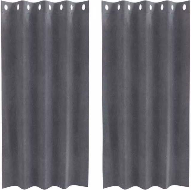 Berkfield Home Blackout Velvet Eyelet Curtains, 2 Pack, Dark Grey – 1