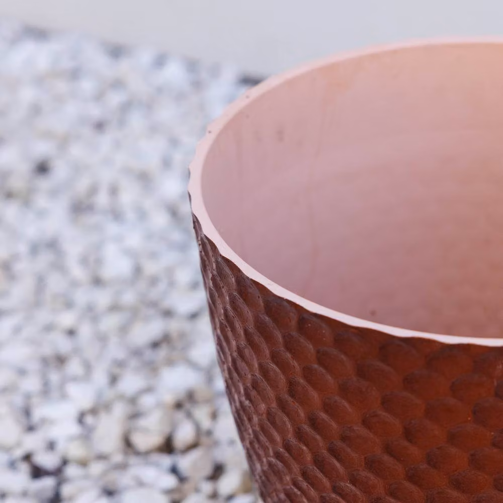 Primrose Brown Dimpled Glazed Ceramic Round Outdoor Flower Pot Planter H: 29 cm – 2