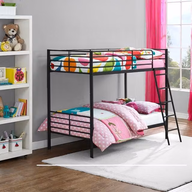 Dorel Modern Convertible Metal Bunk Bed in Black