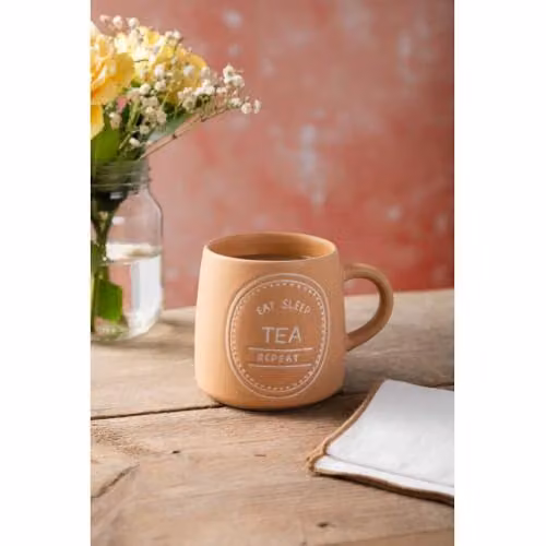 Mikasa Orange Stoneware Eat Sleep Tea Repeat Mug, 400ml – 3