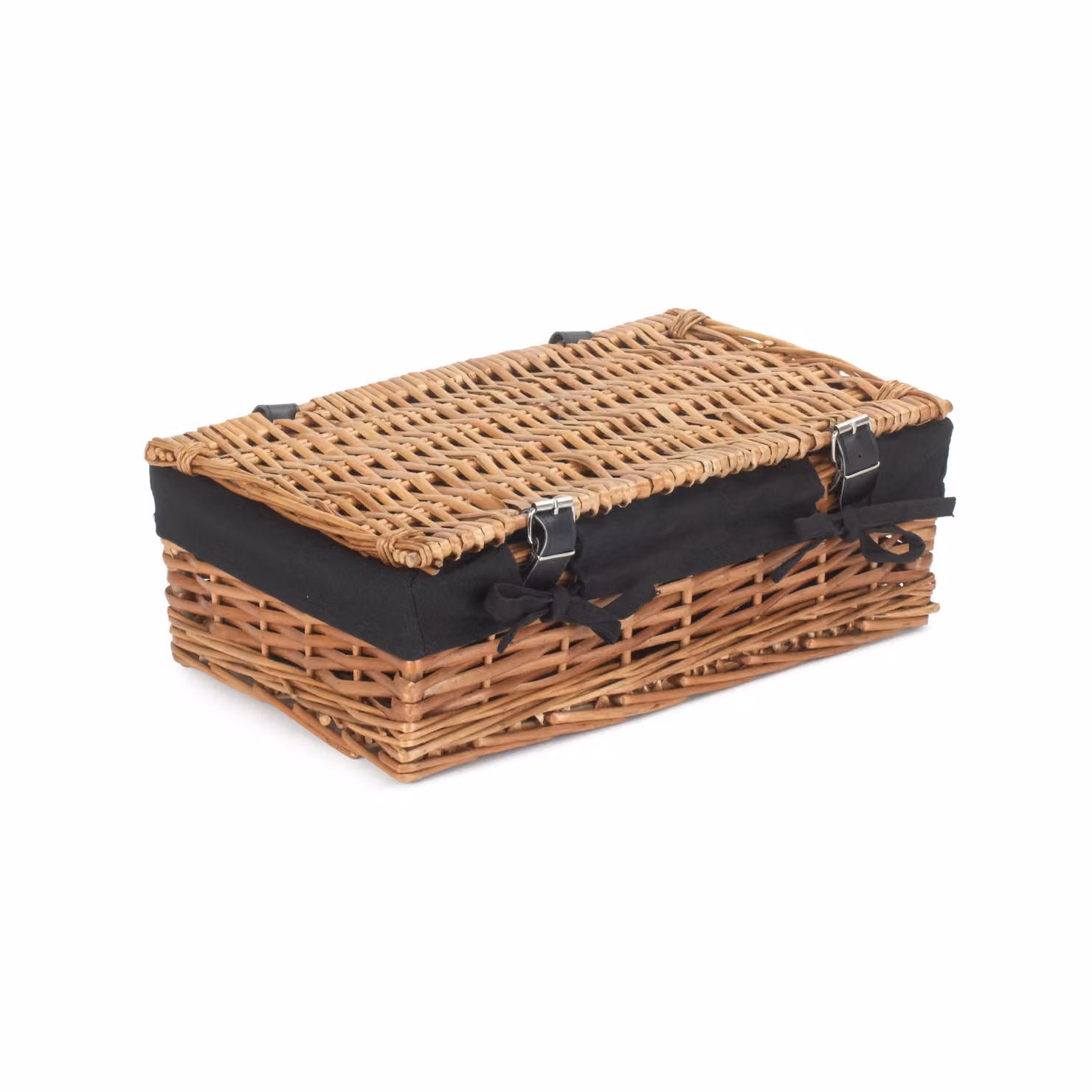 Red Wicker Empty Rectangular Gift Hamper with Black Cotton Lining, W: 40.0 cm, D: 26.0 cm, H: 14.0 cm – 2