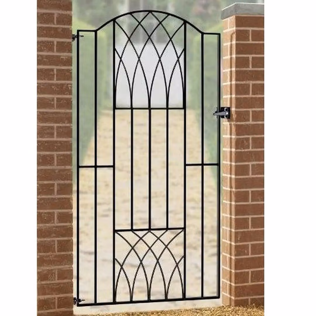 Burbage Iron Craft Abbey Modern Verona Tall Bow Top Single Gate in Black, W: 95.5 cm, H: 179.8 cm – 2