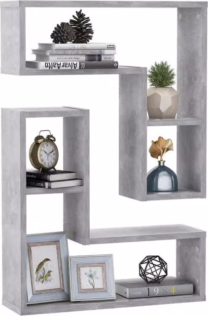 Berkfield Home Wall Mounted Shelf Set of 2 in Concrete Grey, W/D/H: 50 x 15 x 50 cm – 1