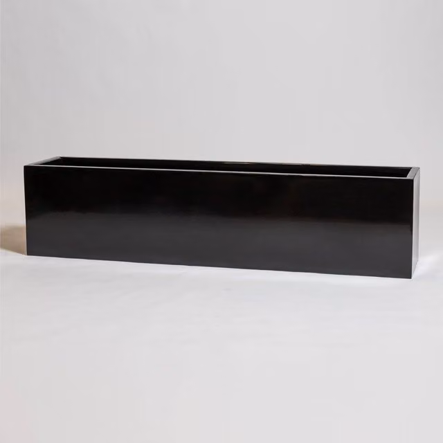 Primrose Black Gloss Polystone Rectangular Trough Planter W: 150 cm, D: 35 cm, H: 30 cm