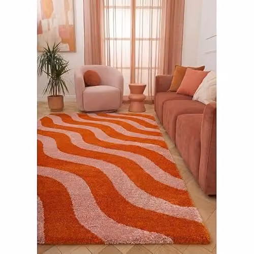 THE RUGS Joli Area Rug, Striped Orange and Pink Modern Design, W: 80 cm, D: 150 cm – 2
