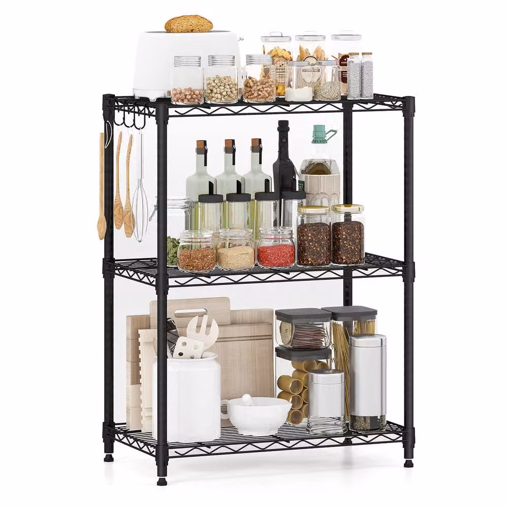 Costway 3-Tier Adjustable Metal Wire Shelving Unit in Black – 2