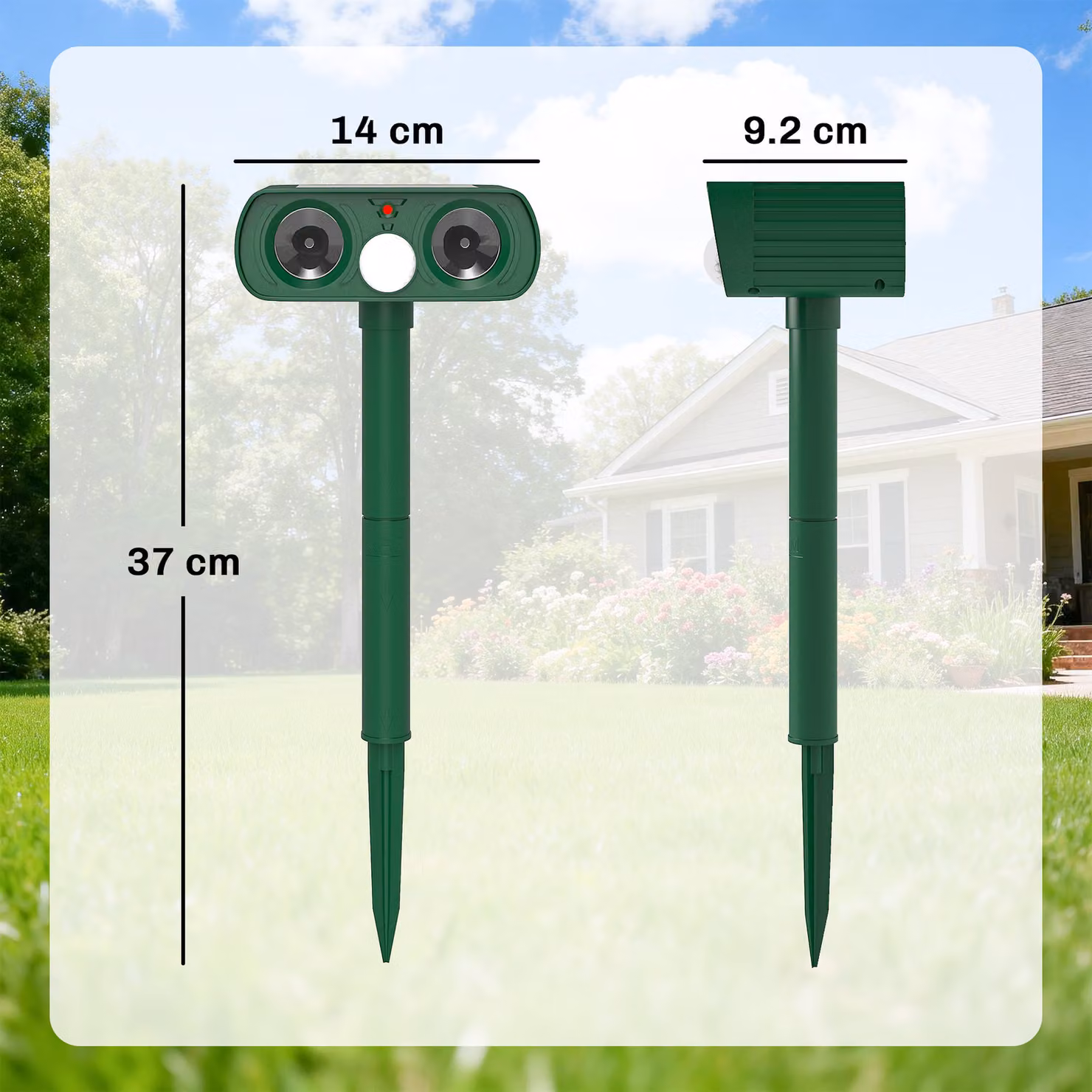Outsunny Solar Ultrasonic Cat Repellent with PIR Motion Sensor and LED Flash, Green – 3