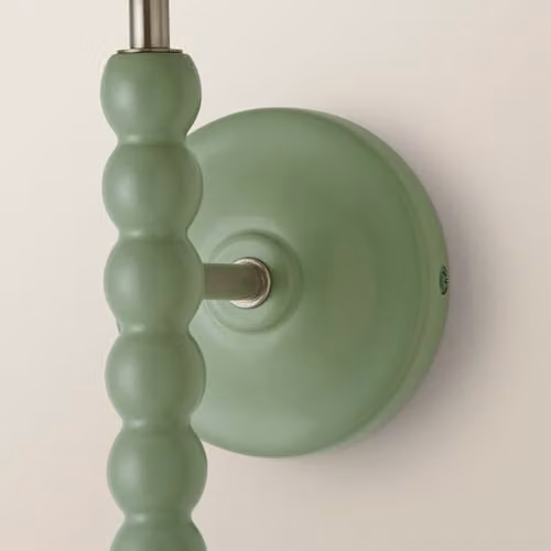ValueLights Bobbin Green Wall Light with Fabric Shade and LED Bulb – 3