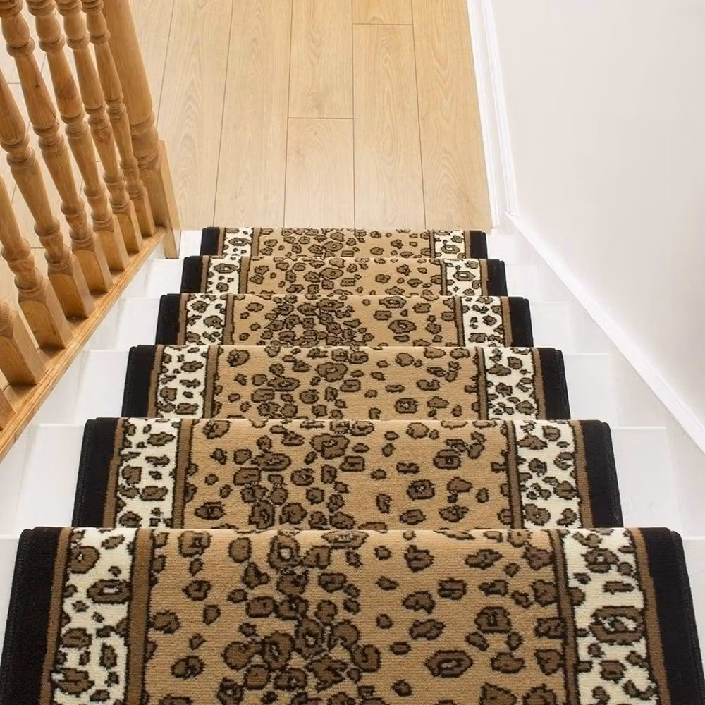 runrug Leopard Stair Runner Carpet in White, W: 60 cm, L: 450 cm – 5