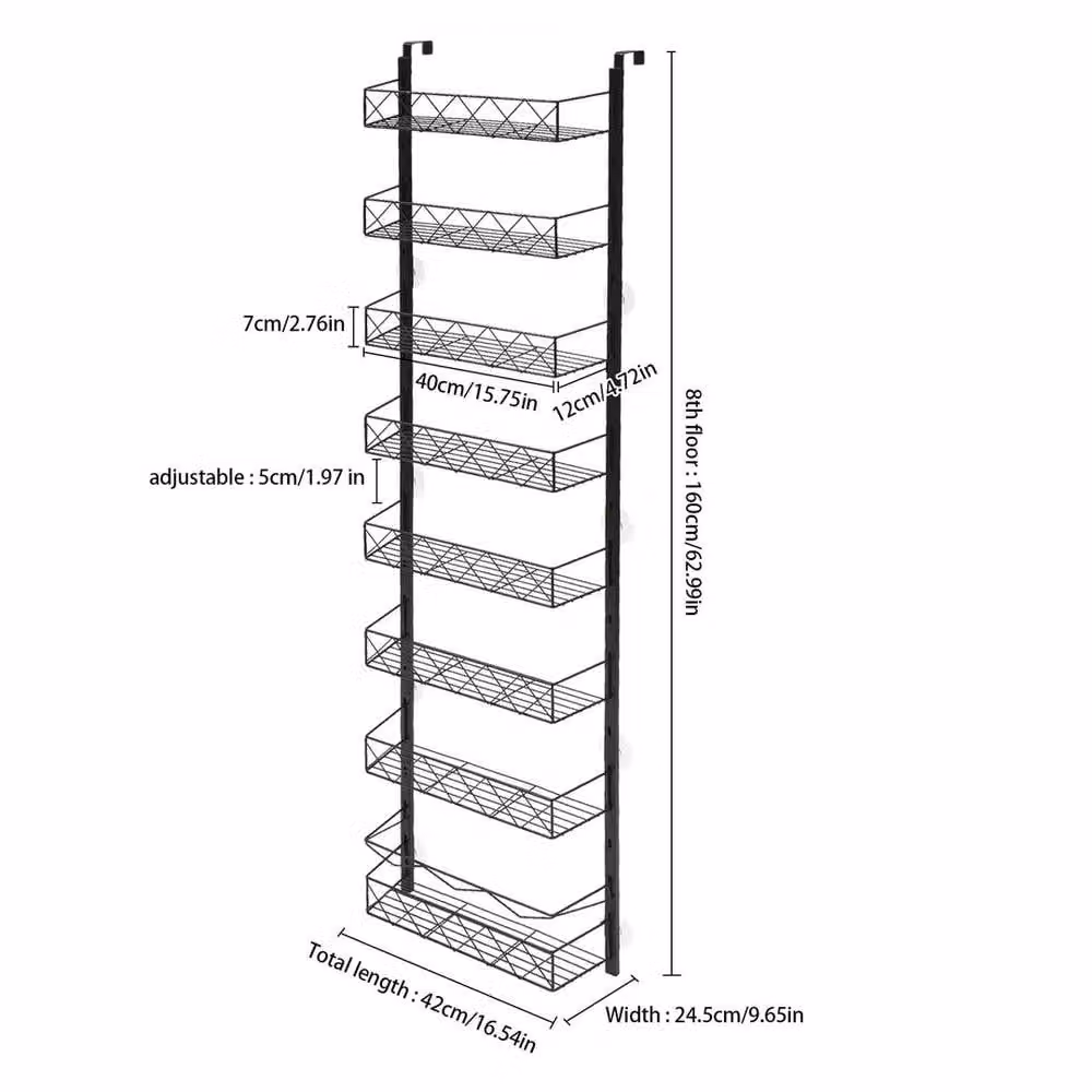 EONLION 8 Tier Over Door Kitchen Storage Organiser Rack in Black, Height: 100 cm – 2