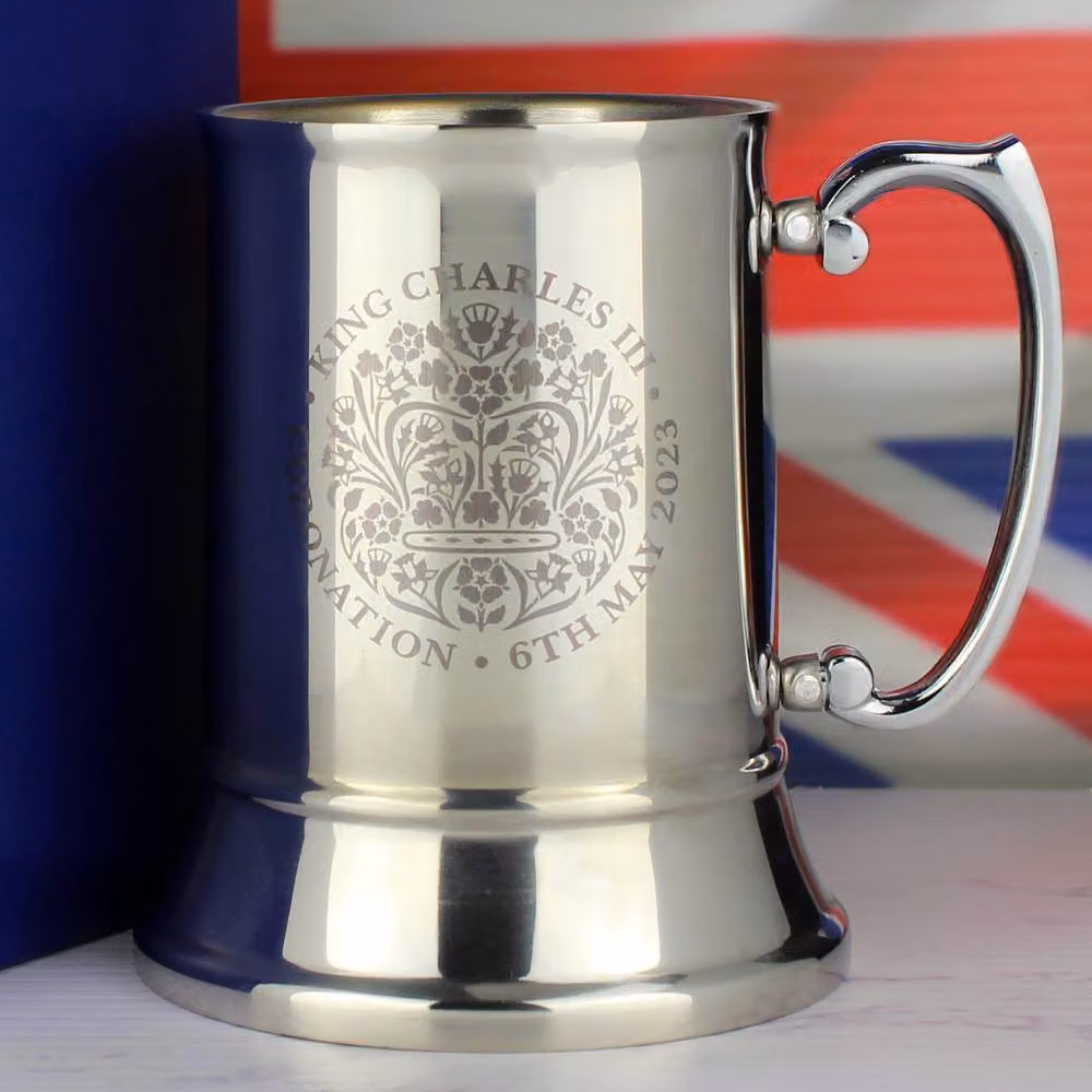 Uniqueful Personalised King Coronation Stainless Steel Tankard in Silver – 3