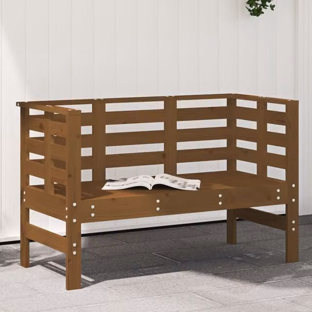 Berkfield Home Rustic Solid Wood Pine Garden Bench in Honey Brown, W: 111.5 cm, D: 53 cm, H: 71 cm