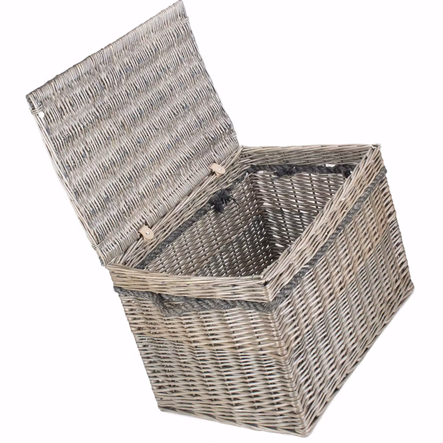 Red Hamper Antique Wash Wicker Unlined Square Storage Basket in Brown, Grey and Red – 2