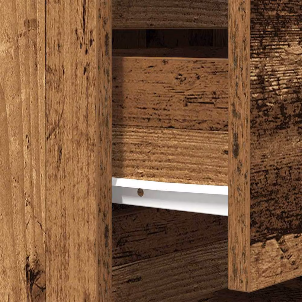 Berkfield Home Durable Bedside Cabinet with 3 Drawers in Brown Old Wood, W/D/H: 39 x 35 x 65 cm – 4