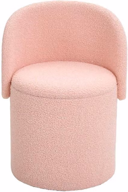 KORVIXA Pink Teddy Fleece Vanity Chair with Hidden Storage W/D/H: 100 x 100 x 100 cm