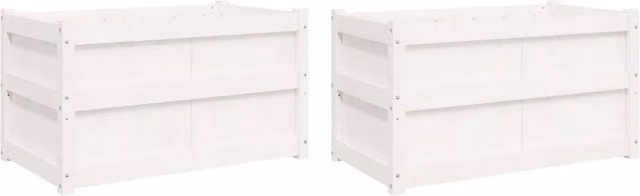 Berkfield Home Garden White Solid Wood Pine Planter Tub, 2 Pack