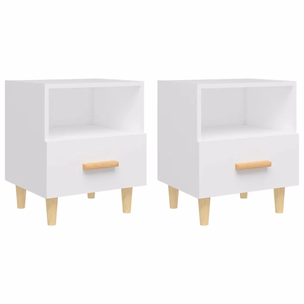 Berkfield Home Set of 2 White Scandinavian Bedside Cabinets, W/D/H: 40 x 35 x 47 cm – 2