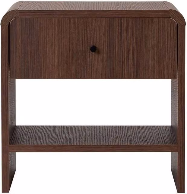 CALICOSY Bedside Table with 1 Drawer and 1 Niche in Walnut, W: 45 cm, D: 40 cm, H: 45 cm – 1
