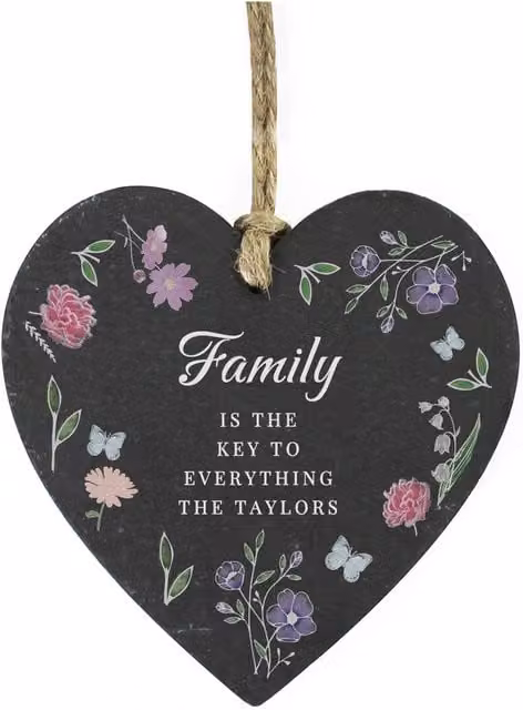 Personalised Memento Company Women's Wild Flowers Slate Heart Wall Plaque in Black