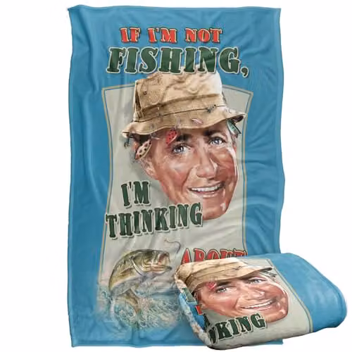JQ Licensing Thinking About Fishing Super Soft Silky Touch Fleece Throw Blanket, Multicolour, W: 91 cm, D: 147 cm – 1
