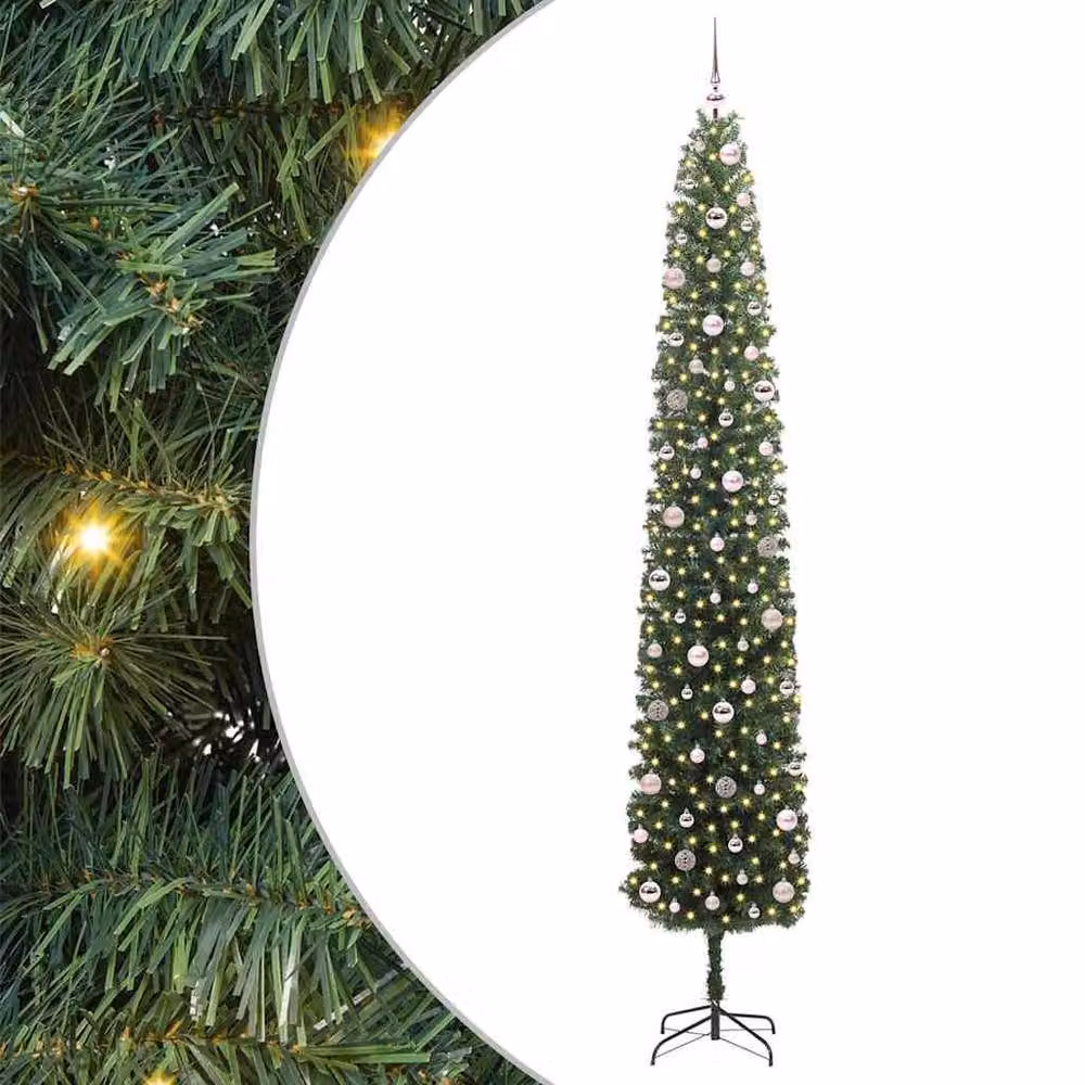 Berkfield Home Artificial Green Christmas Tree with 300 Warm White LEDs and Stand, Height: 270 cm – 2