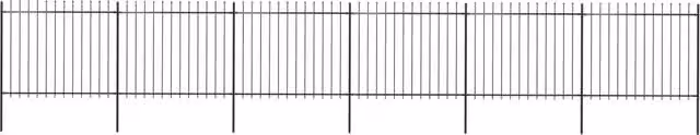 Berkfield Home Garden Spear Top Steel Fence, Black, W: 10.2 m, H: 1.5 m, D: 0.15 m – 1