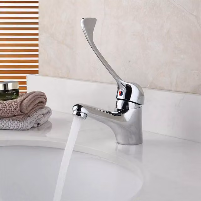 Nes Home Cairo Modern Accessible Extended Lever Basin Mono Mixer Tap in Chrome Silver – 1