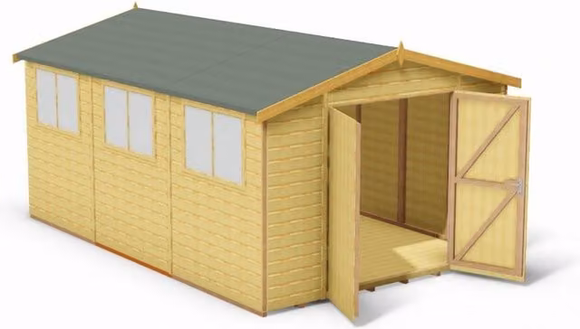 Shires Workspace DD Tongue and Groove Garden Shed Workshop in Brown