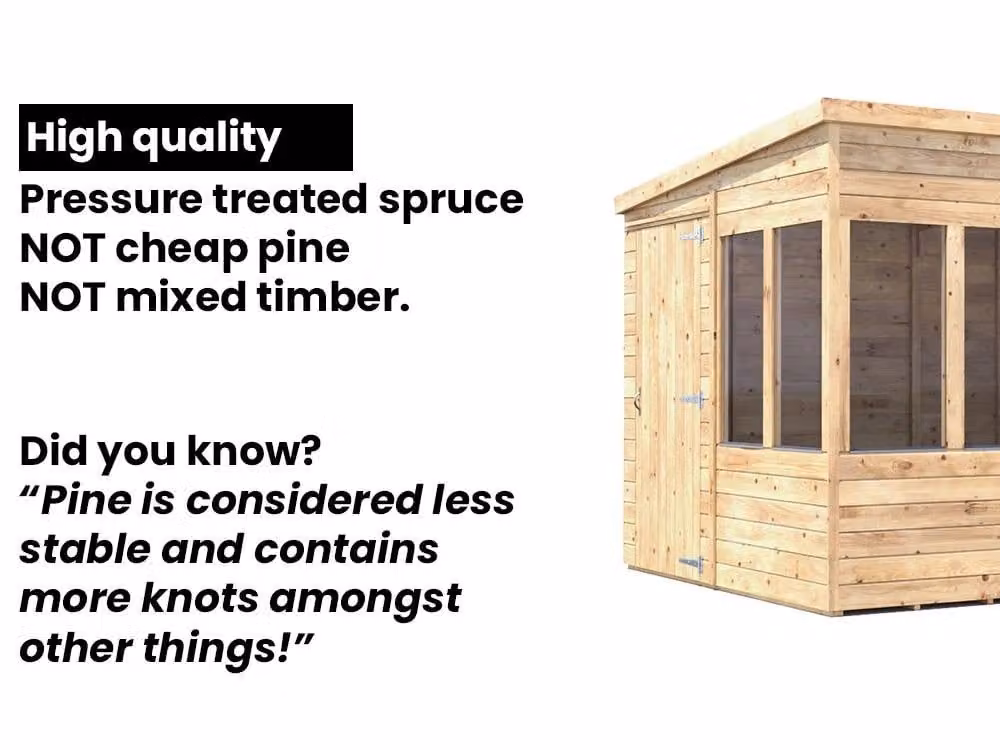 Dunster House Overlord Modular Wooden Potting Shed with Pent Roof in Brown, W: 2.4 m, D: 3.0 m, H: 2.09 m – 5