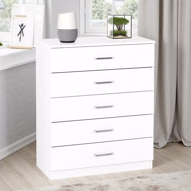 Seconique Dakota 5 Drawer Chest in White