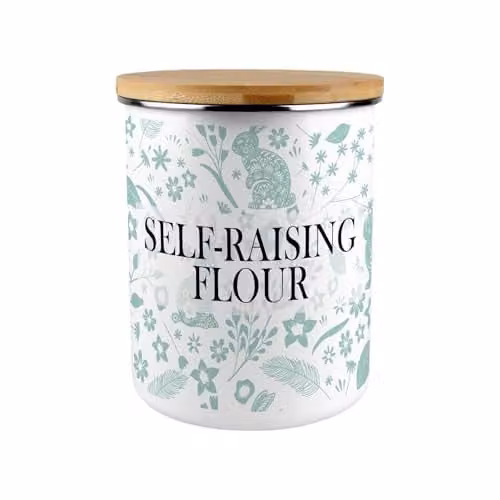 Purely Home Green Rabbits Self-Raising Flour Canister, 2.7 l Enamel Kitchen Storage Tin – 1