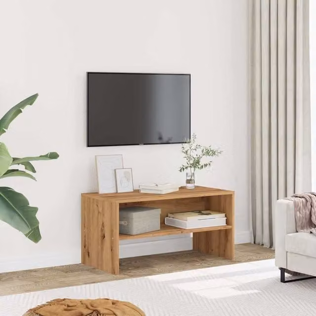 Berkfield Home Artisan Oak TV Cabinet in Brown, W/D/H: 80 x 40 x 40 cm – 1
