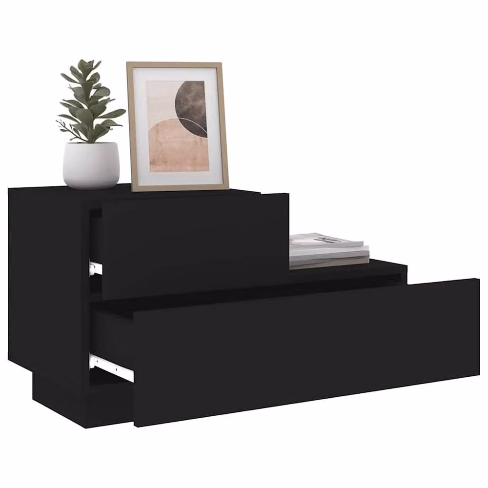 Berkfield Home Decorative Bedside Cabinet with Integrated LED Lights, Black, W/D/H: 70 x 36 x 40.5 cm – 3