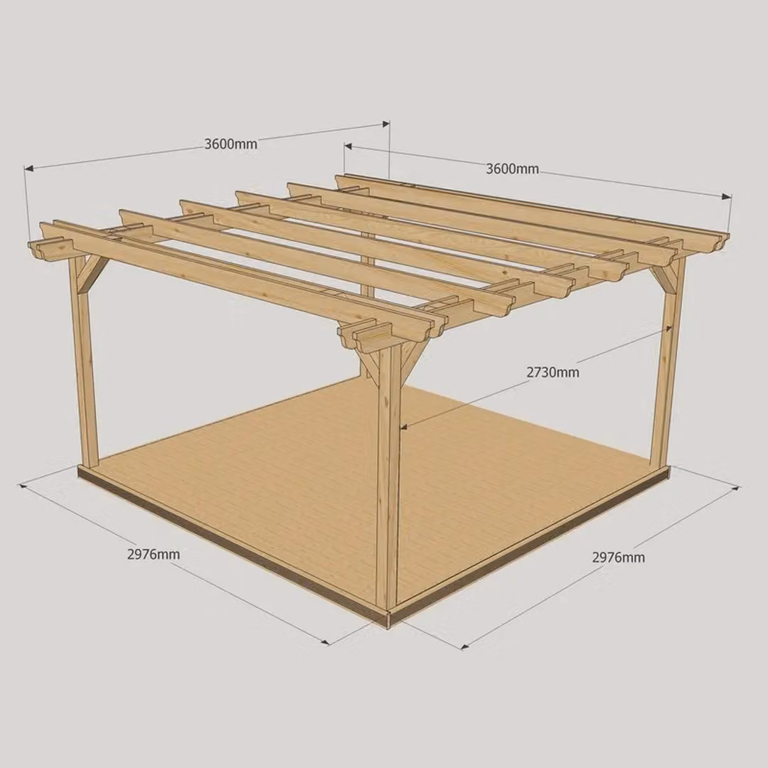 Rutland County Garden Furniture Ltd Double Garden Pergola and Decking Kit in Rustic Brown and Light Green, W: 360 cm, D: 360 cm, H: 273 cm – 2