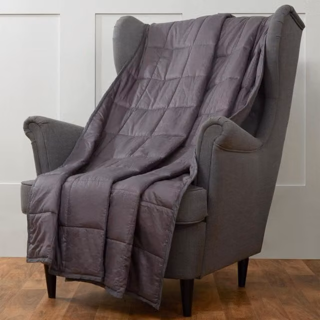 Highams Grey Weighted Sensory Blanket for Anxiety and Sleep Therapy, W: 125 cm x L: 180 cm, 6 kg
