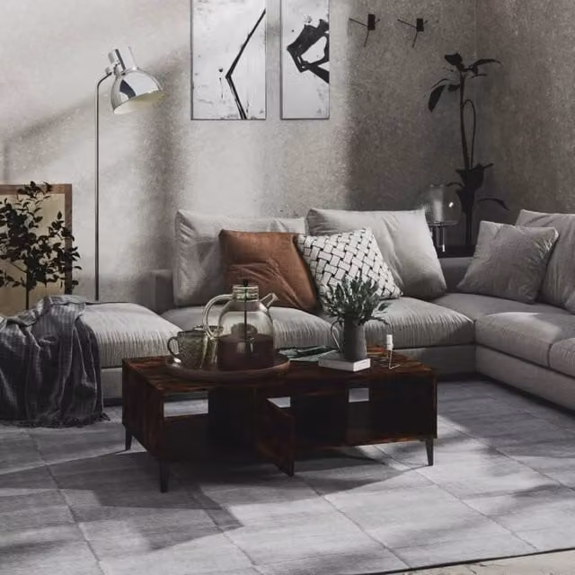 Berkfield Home Modern Rectangular Coffee Table in Smoked Oak Brown, W/D/H: 103.5 x 60 x 35 cm – 1