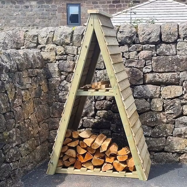 Churnet Valley Garden Furniture Ltd Triangle Timber Log Store in Brown, W/D/H: 180 x 60 x 112 cm