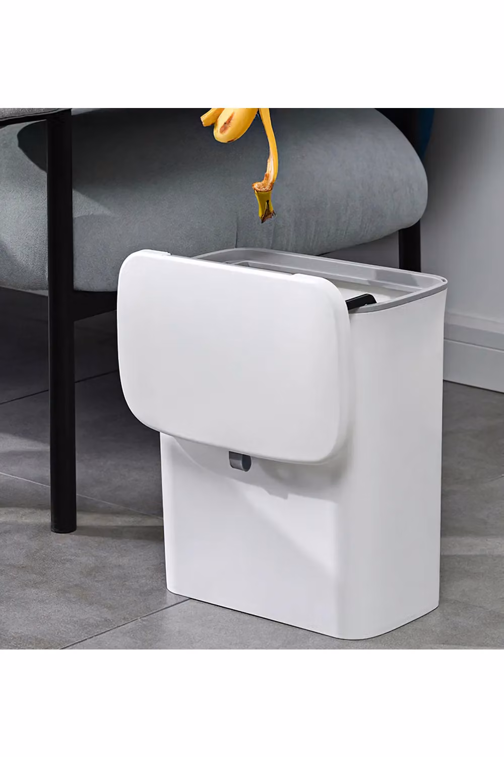 Living and Home 9L Hanging Waste Bin Cabinet Door Dustbin with Flip Lid and Odour Filter, White – 2