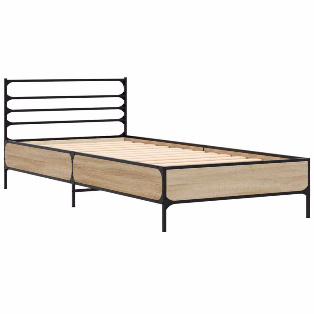 Berkfield Home Sonoma Oak Small Single Bed Frame in Light Oak, W/D/H: 75 x 190 cm – 3
