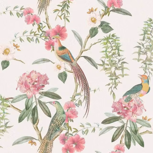 Arthouse Exotic Garden Botanical and Animal Floral Wallpaper in Pink – 1