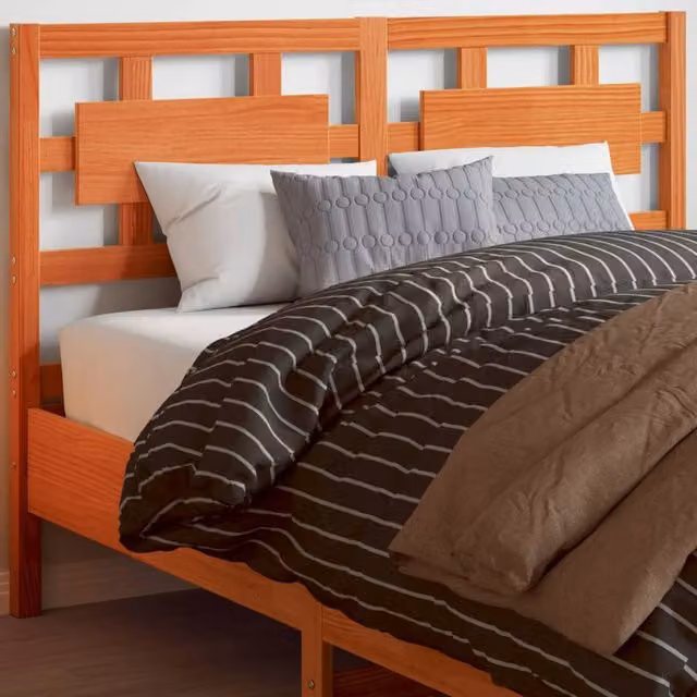 Berkfield Home Rustic Solid Wood Pine Headboard in Wax Brown, 135 cm – 1