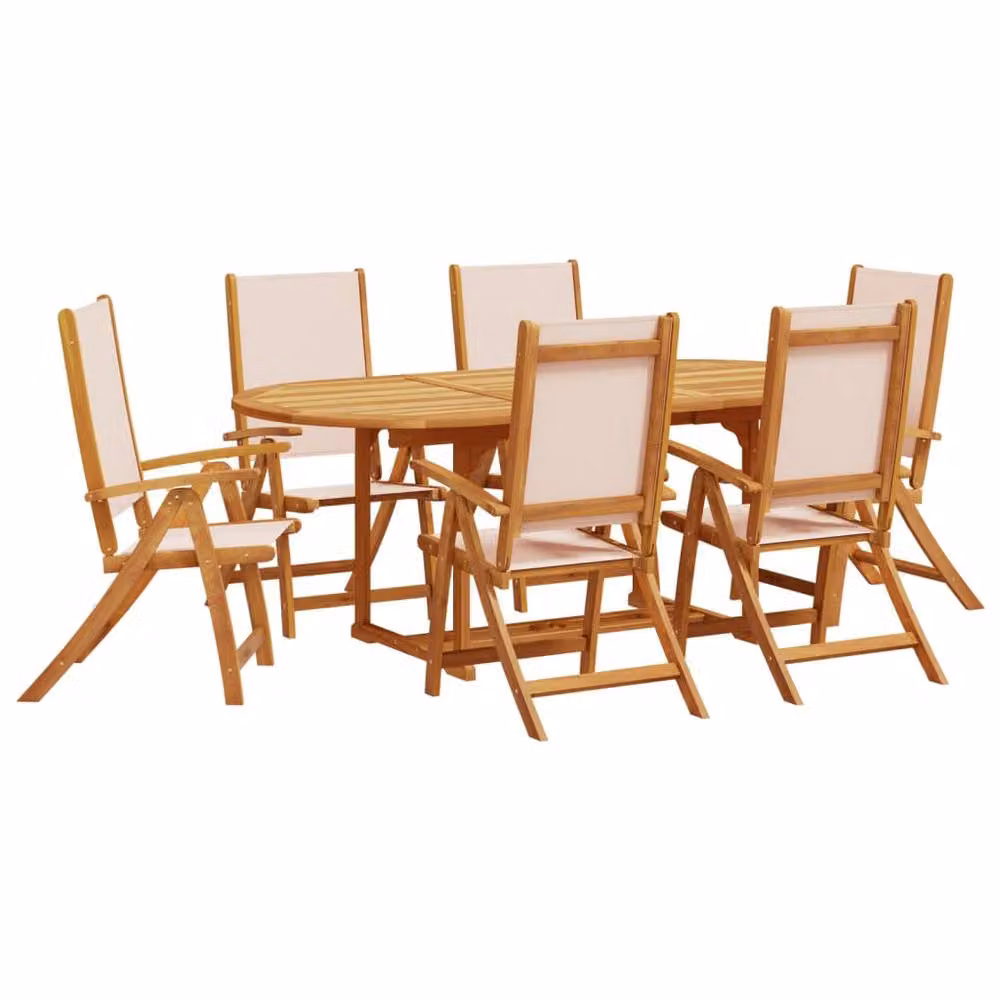 Berkfield Home 7 Piece Brown Acacia Wood and Textilene Extendable Garden Dining Set – 2