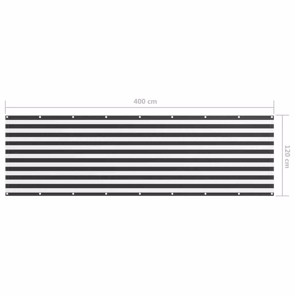 Berkfield Home Balcony Screen in Anthracite and White Oxford Fabric, W: 120 cm, D: 400 cm – 3