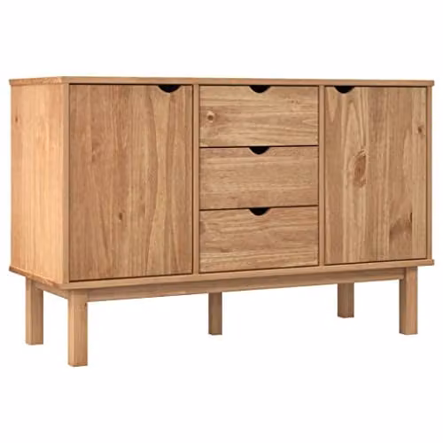 vidaXL OTTA Sideboard in Brown Solid Pine Wood, W/D/H: 113.5 x 43 x 73 cm